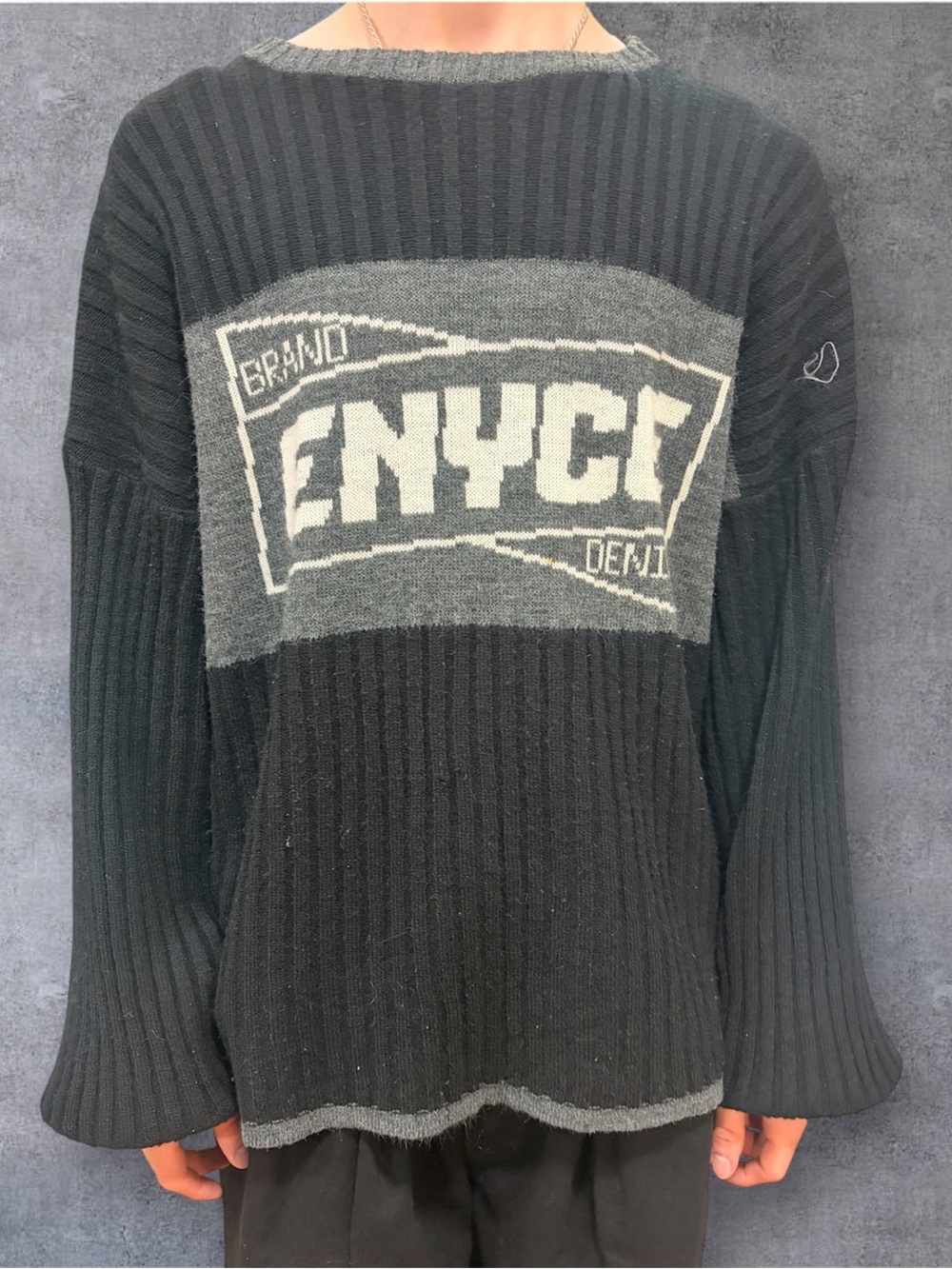 Enyce Black & Teal Logo Knit Sweater